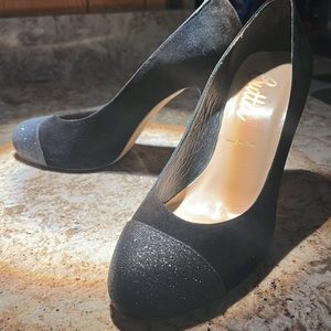 Butter Suede glitter toe pumps Blk Size 10